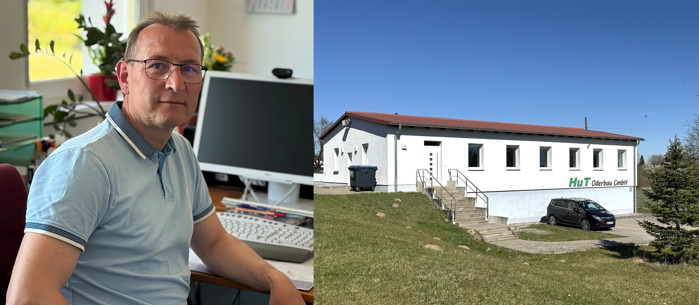 Geschäftsführer und Bürogebäude